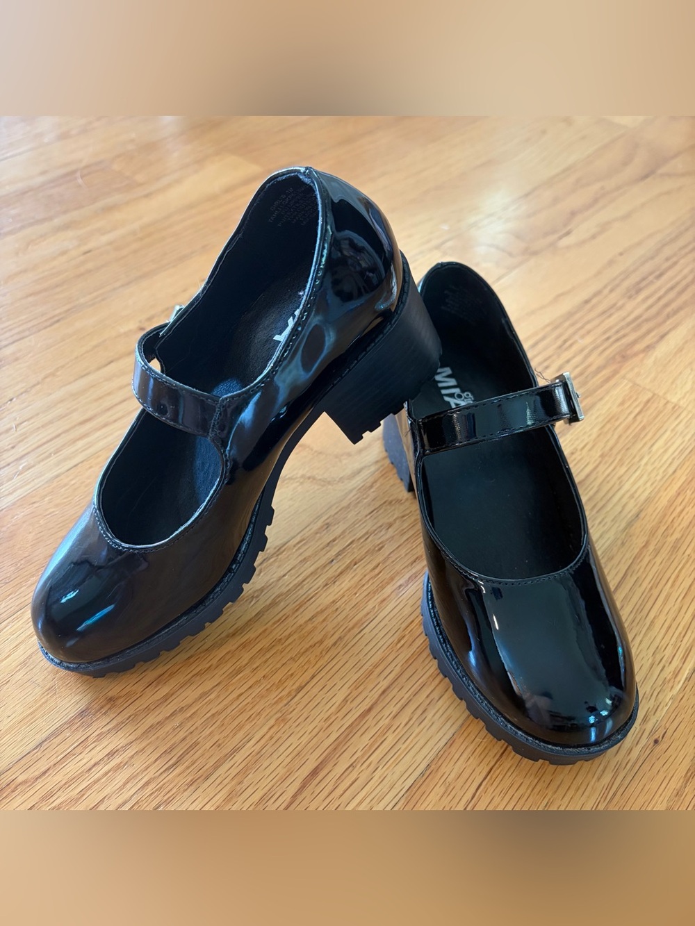 MIA Girls Black Patent Mary Jane Heeled Dress Shoes